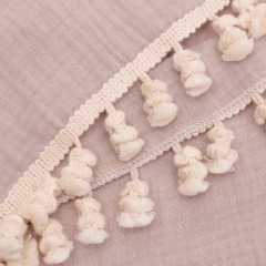 Cute tassels lightweight cotton custom muslin blanket