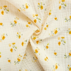 Beautiful flower pattern custom cotton double gauze print fabric for baby